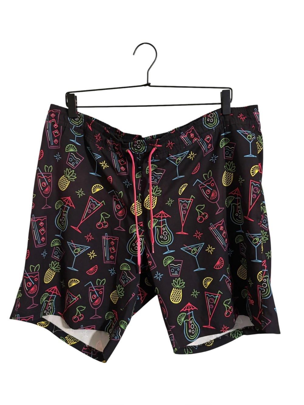 Tipsy Elves Black Neon Vacation Print Swim Trunks Mens XL